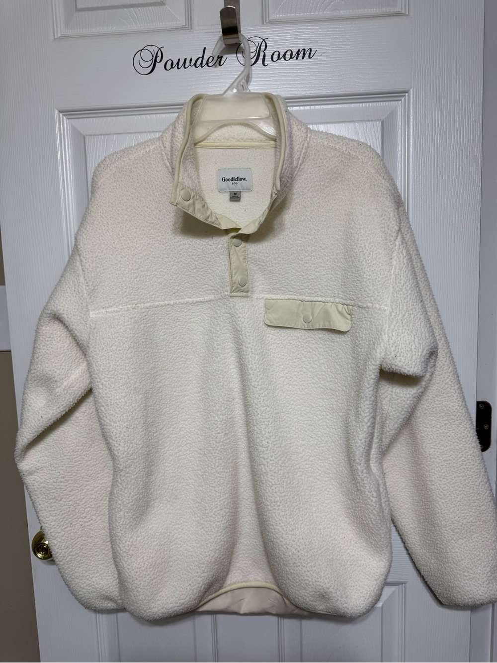 Goodfellow & Co Mens Cream Sherpa Snap Placket Pullover Sweater Sz M
